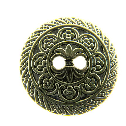 Round Antique Gold Oriental Button  Plastic 2 Hole Sew Through 15mm/25mm CX5 - ThreadandTrimmings