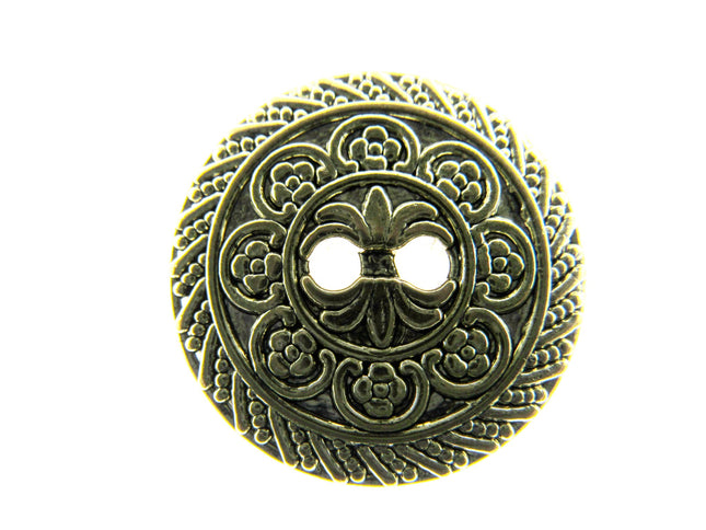 Round Antique Gold Oriental Button  Plastic 2 Hole Sew Through 15mm/25mm CX5 - ThreadandTrimmings