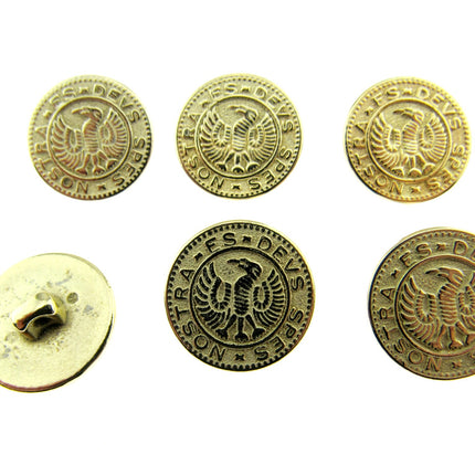Round Gold Roman Button Coin Plastic Shank 15mm/18mm CX36 - ThreadandTrimmings
