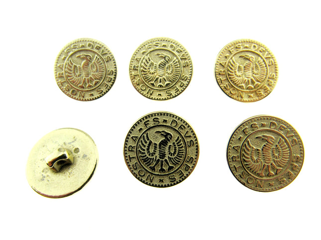 Round Gold Roman Button Coin Plastic Shank 15mm/18mm CX36 - ThreadandTrimmings