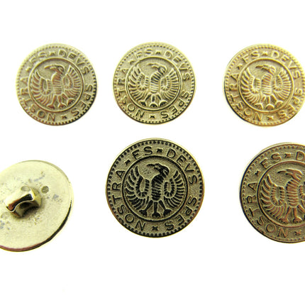 Round Gold Roman Button Coin Plastic Shank 15mm/18mm CX36 - ThreadandTrimmings
