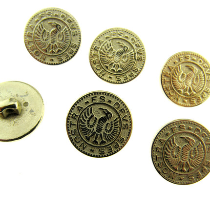 Round Gold Roman Button Coin Plastic Shank 15mm/18mm CX36 - ThreadandTrimmings