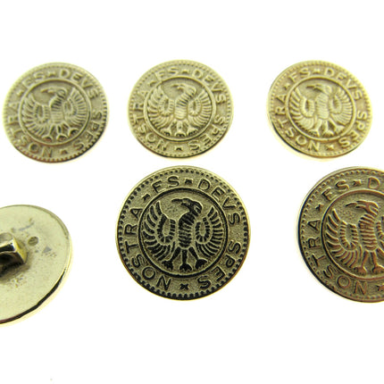 Round Gold Roman Button Coin Plastic Shank 15mm/18mm CX36 - ThreadandTrimmings