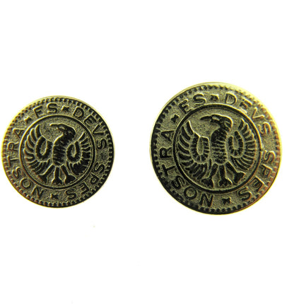 Round Gold Roman Button Coin Plastic Shank 15mm/18mm CX36 - ThreadandTrimmings