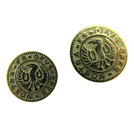 Round Gold Roman Button Coin Plastic Shank 15mm/18mm CX36 - ThreadandTrimmings