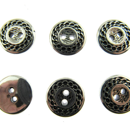 Flat Round Silver Blazer Button Ladies Designer Button With Chain Link/Rope Edge