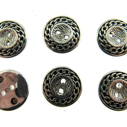 Flat Round Silver Blazer Button Ladies Designer Button With Chain Link/Rope Edge