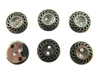 Flat Round Silver Blazer Button Ladies Designer Button With Chain Link/Rope Edge