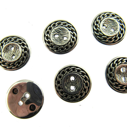 Flat Round Silver Blazer Button Ladies Designer Button With Chain Link/Rope Edge