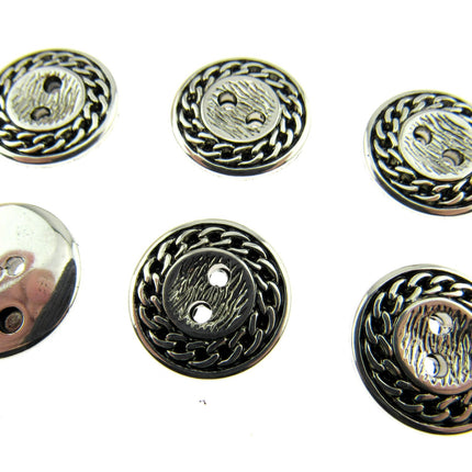 Flat Round Silver Blazer Button Ladies Designer Button With Chain Link/Rope Edge