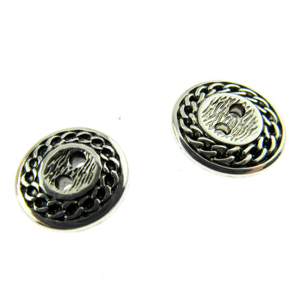 Flat Round Silver Blazer Button Ladies Designer Button With Chain Link/Rope Edge