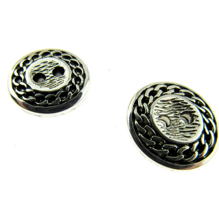 Flat Round Silver Blazer Button Ladies Designer Button With Chain Link/Rope Edge