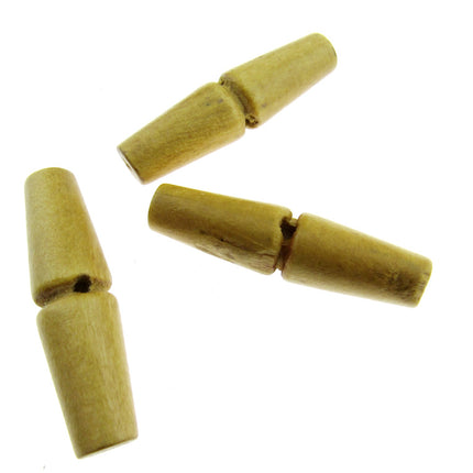 Natural Wooden Toggle Buttons for Duffle Coats Single Drilled Hole 4 Sizes  CW21 - ThreadandTrimmings