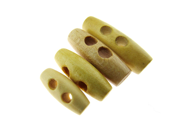 Hard Wooden Toggle - 2 Hole - Drilled - 4 Sizes - 20mm, 25mm, 30mm, 35mm - CW32