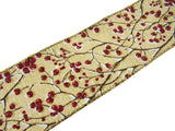 Wired Lurex Edge Christmas Ribbon with Snow Covered Holly Berries x 2m - 46039