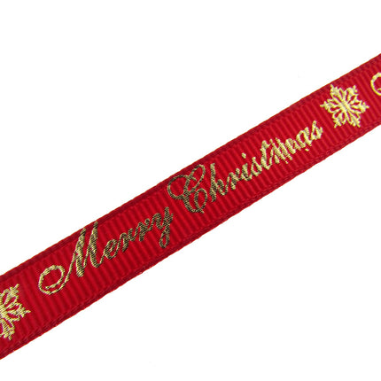 Merry Christmas Grosgrain Ribbon Snowflake 9mm - x 3m Length Red or Green 55098