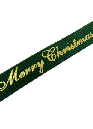 Merry Christmas Grosgrain Ribbon Snowflake 9mm - x 3m Length Red or Green 55098