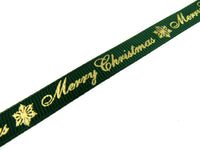 Merry Christmas Grosgrain Ribbon Snowflake 9mm - x 3m Length Red or Green 55098