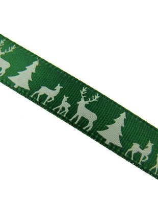 Reindeer Christmas Ribbon - 10mm - 10m Scandi Theme - Red or Green - 55111 - ThreadandTrimmings
