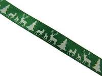 Reindeer Christmas Ribbon - 10mm - 10m Scandi Theme - Red or Green - 55111