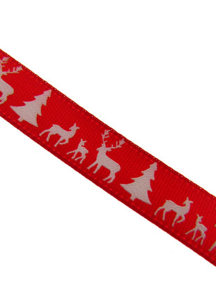 Reindeer Christmas Ribbon - 10mm - 10m Scandi Theme - Red or Green - 55111 - ThreadandTrimmings