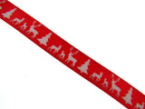 Reindeer Christmas Ribbon - 10mm - 10m Scandi Theme - Red or Green - 55111