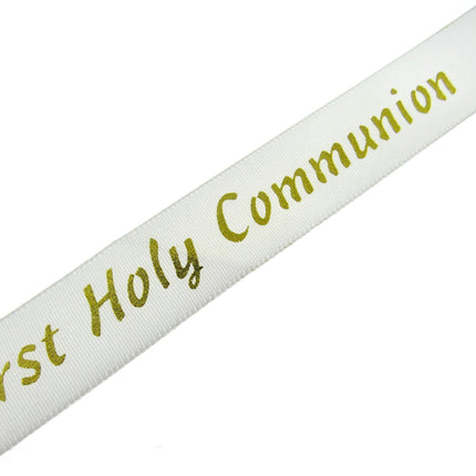 First Holy Communion Ribbon - x 3m Lengths - Silver/Gold - 20mm Wide Last Supper - ThreadandTrimmings