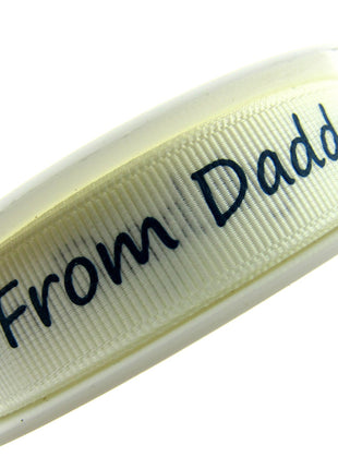 3m x "From Mummy" & "From Daddy" 16mm Wide on Cream Grosgrain Ribbon 54555