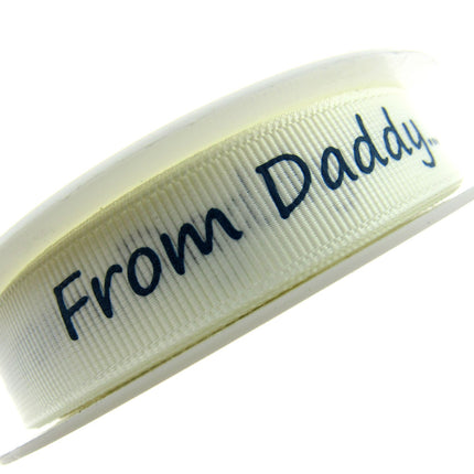 3m x "From Mummy" & "From Daddy" 16mm Wide on Cream Grosgrain Ribbon 54555