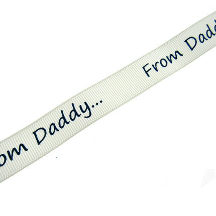 3m x "From Mummy" & "From Daddy" 16mm Wide on Cream Grosgrain Ribbon 54555