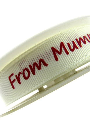 3m x "From Mummy" & "From Daddy" 16mm Wide on Cream Grosgrain Ribbon 54555