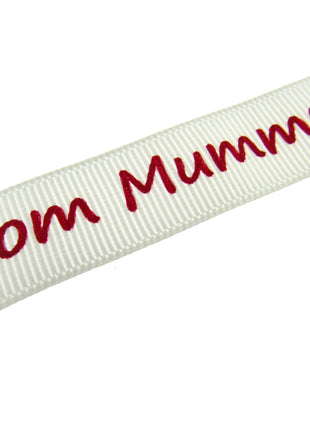 3m x "From Mummy" & "From Daddy" 16mm Wide on Cream Grosgrain Ribbon 54555