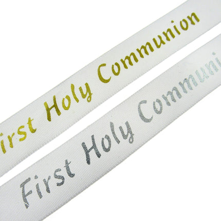 First Holy Communion Ribbon - x 3m Lengths - Silver/Gold - 20mm Wide Last Supper - ThreadandTrimmings