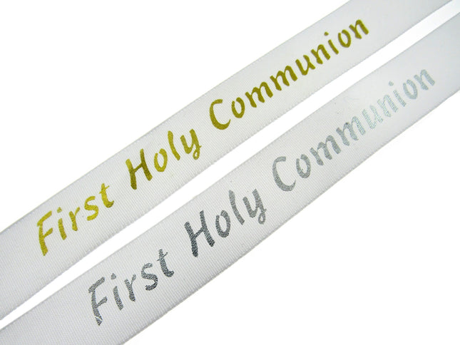 First Holy Communion Ribbon - x 3m Lengths - Silver/Gold - 20mm Wide Last Supper - ThreadandTrimmings