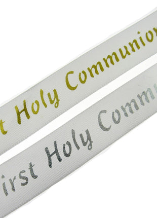First Holy Communion Ribbon - x 3m Lengths - Silver/Gold - 20mm Wide Last Supper - ThreadandTrimmings