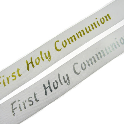 First Holy Communion Ribbon - x 3m Lengths - Silver/Gold - 20mm Wide Last Supper - ThreadandTrimmings