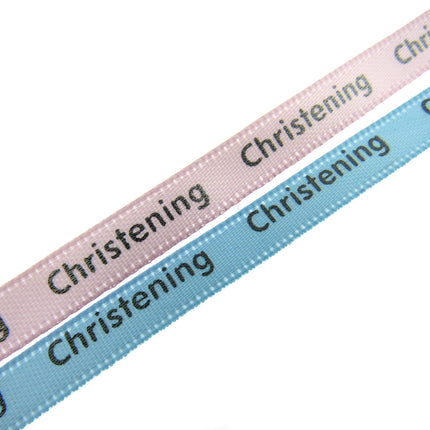 Christening Ribbon - 3m x Blue or Pink Christening Ribbon - 6mm Wide