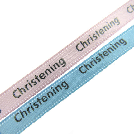 Christening Ribbon - 3m x Blue or Pink Christening Ribbon - 6mm Wide