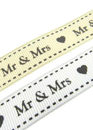 Wedding Ribbon "Mr & Mrs" by Berties Bows - with Heart x 3m BTB144