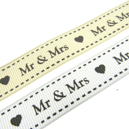Wedding Ribbon "Mr & Mrs" by Berties Bows - with Heart x 3m BTB144