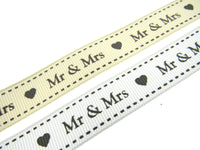 3m x "Mr & Mrs" Grosgrain in Cream or White by Berties Bows BTB144