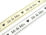 3m x "Mr & Mrs" Grosgrain in Cream or White by Berties Bows BTB144