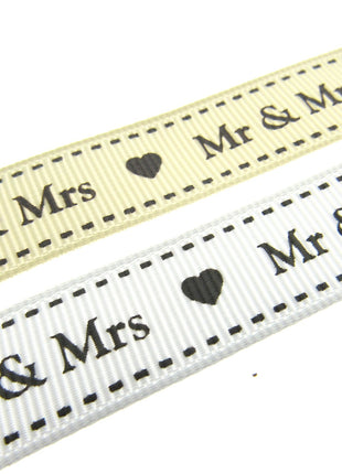 Wedding Ribbon "Mr & Mrs" by Berties Bows - with Heart x 3m BTB144