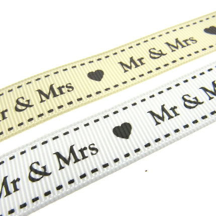 Wedding Ribbon "Mr & Mrs" by Berties Bows - with Heart x 3m BTB144