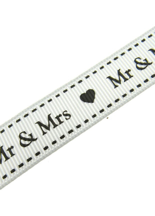 Wedding Ribbon "Mr & Mrs" by Berties Bows - with Heart x 3m BTB144