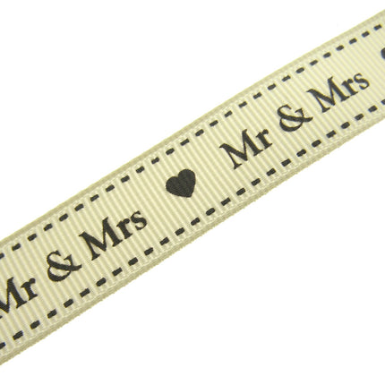 Wedding Ribbon "Mr & Mrs" by Berties Bows - with Heart x 3m BTB144