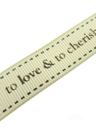 Wedding Ribbon  "To Love & To Cherish" with Heart by Berties Bows x 3m BTB146