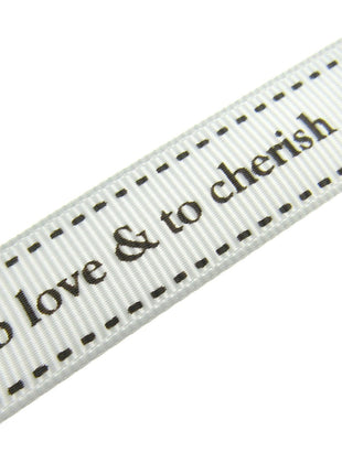 Wedding Ribbon  "To Love & To Cherish" with Heart by Berties Bows x 3m BTB146