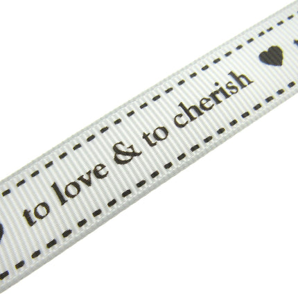 Wedding Ribbon  "To Love & To Cherish" with Heart by Berties Bows x 3m BTB146