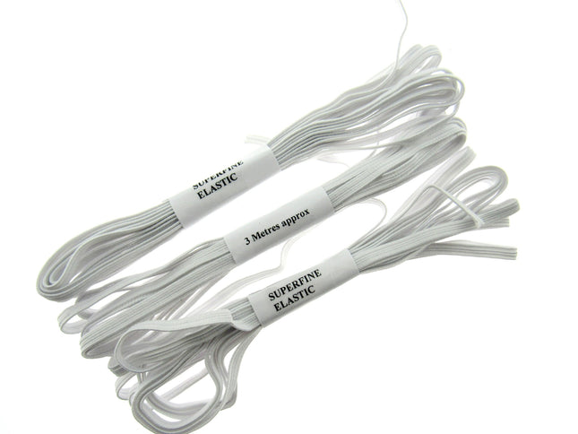 Flat Corded Knicker Elastic Bundles 3 x 3m - Approx. 5mm Wide - Superfine - ThreadandTrimmings